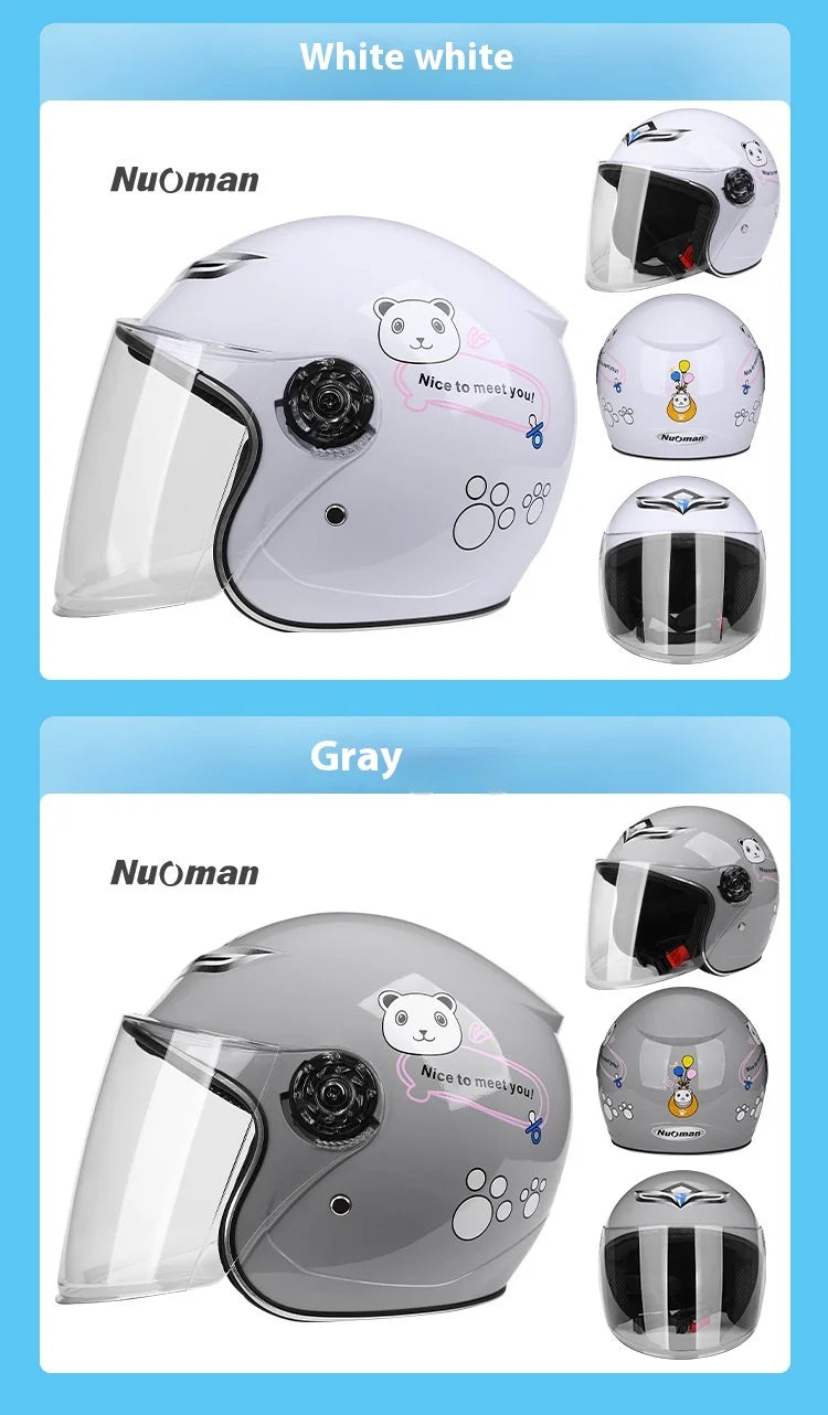 Casco Infantil de Medio Rostro con Diseño de Caricaturas | Seguridad y Diversión para Niños