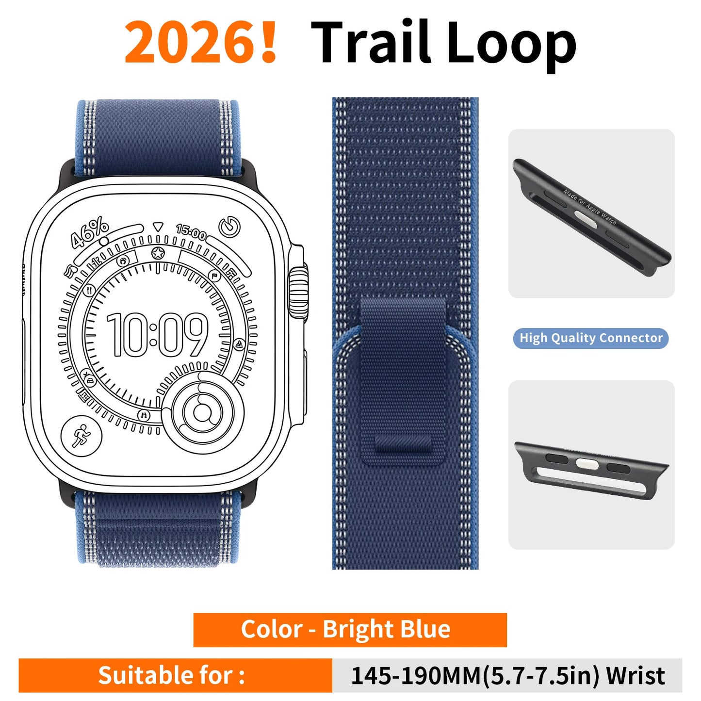 High-Quality Nylon Strap for Smartwatches | Natural Titanium Finish
