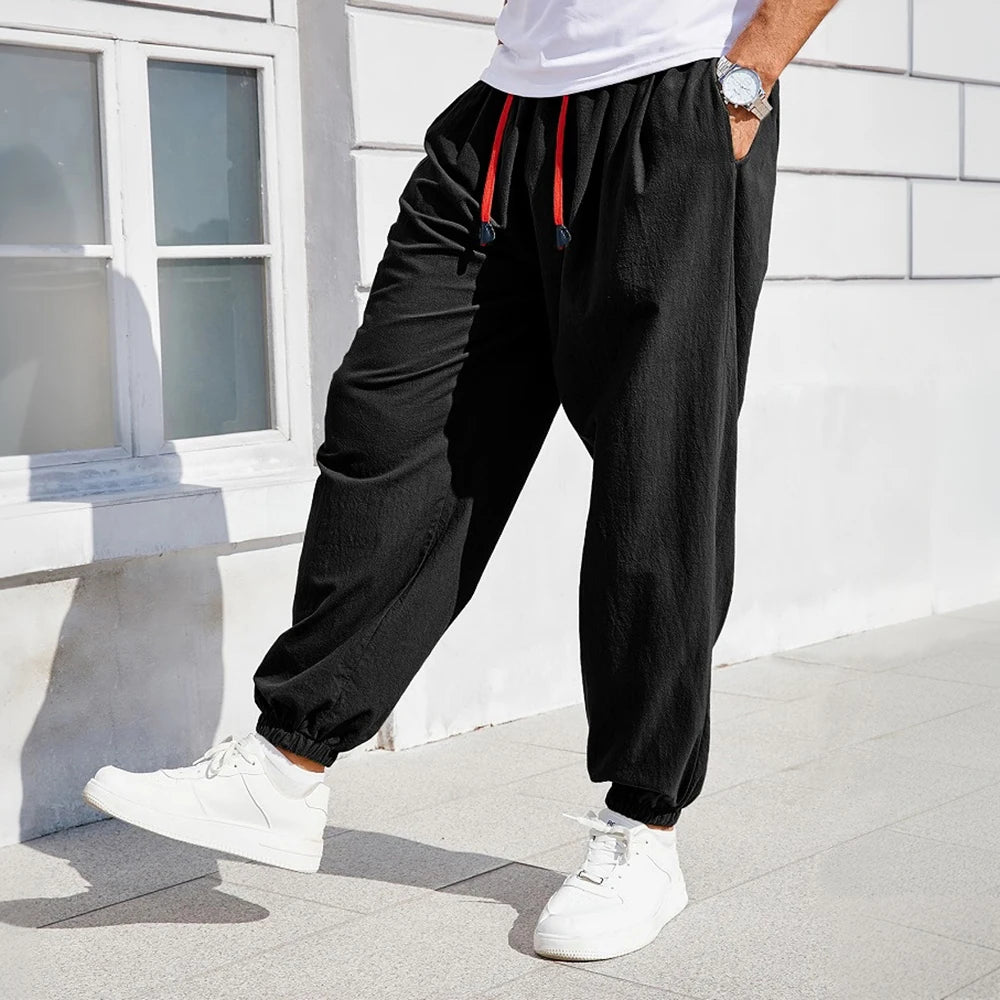 Men's Loose Fit Harem Pants | Cozy Cotton-Linen Lounge Joggers