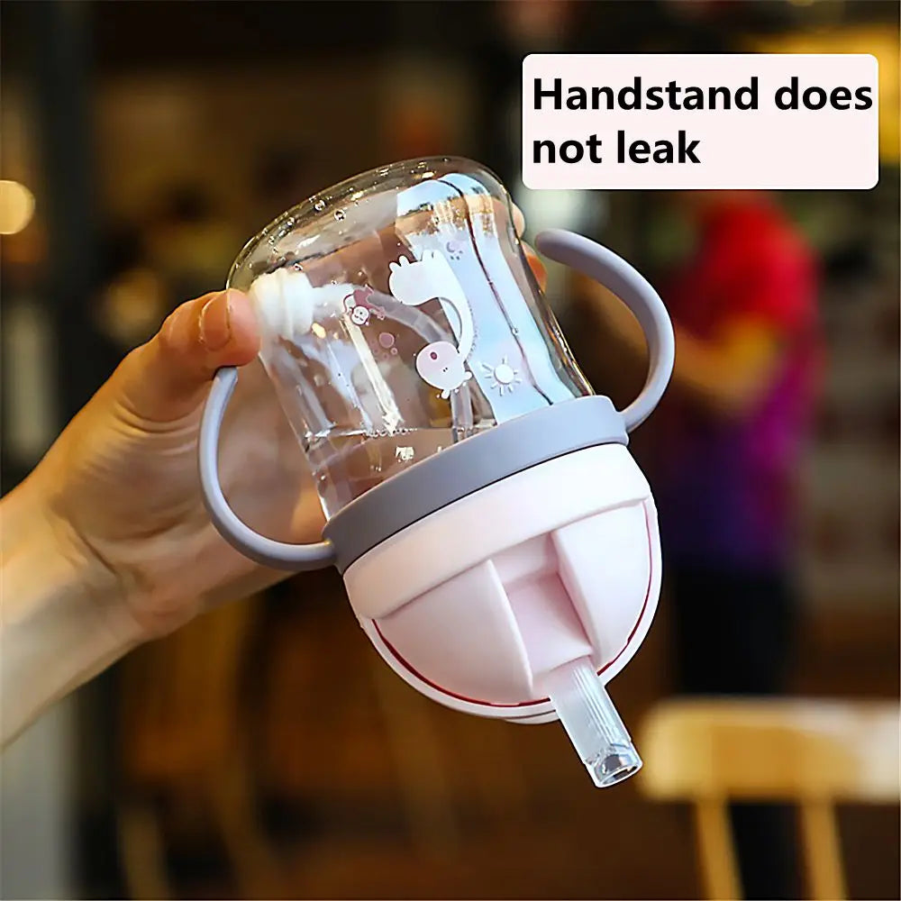 250ML Cartoon Pattern Child Drinking Bottle with Straw