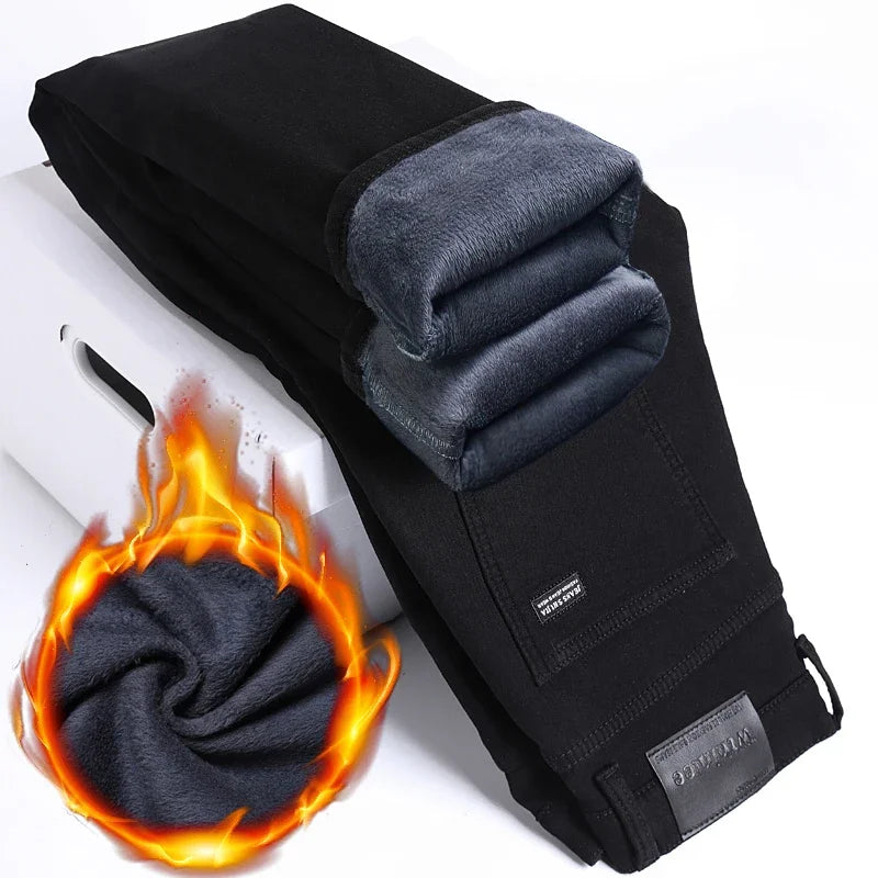 Men's Winter Velvet Pants | Warm Fleece-Lined Denim Jeans