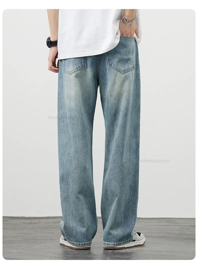 Men's Vintage Baggy Jeans | Distressed Y2K Straight Pants