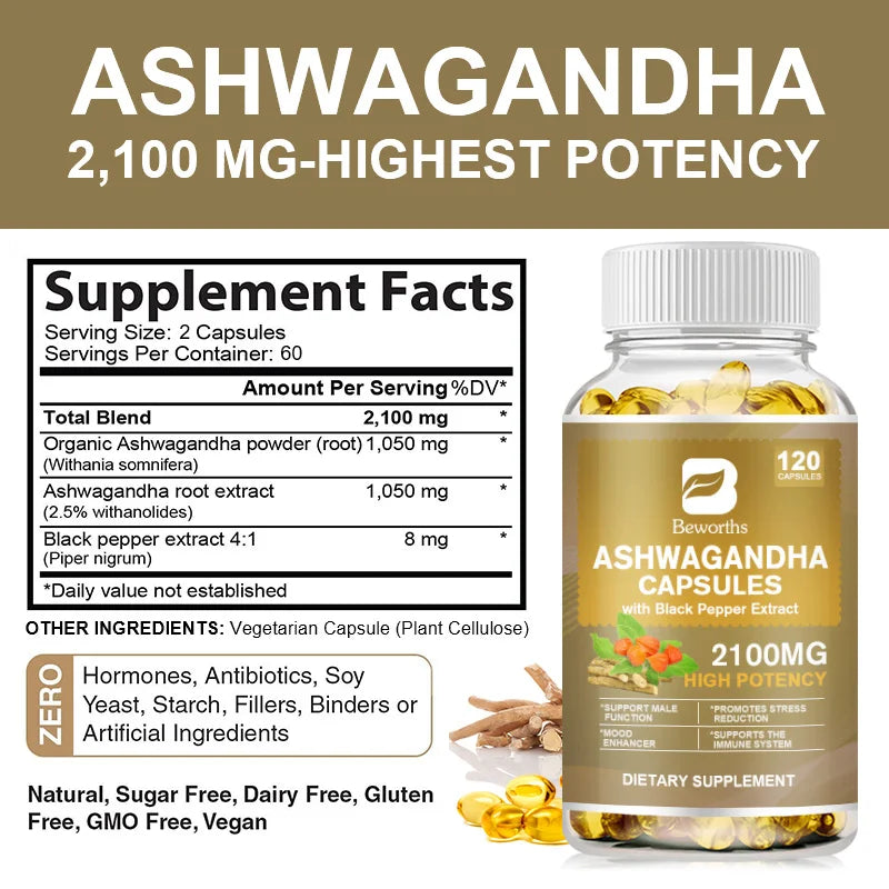 Ashwagandha Root Extract Capsules | Enhance Sleep & Relieve Stress