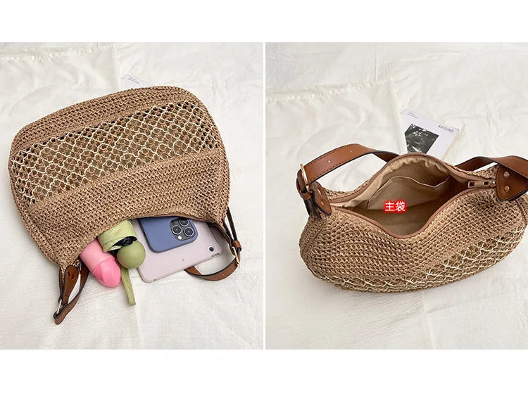 Bolso de Hombro Bohemio Tejido | Bolso de Playa de Gran Capacidad