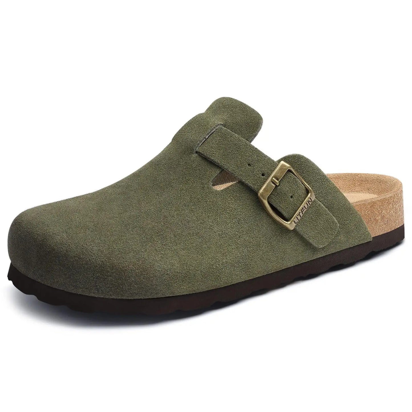 Women's Genuine Leather Clogs with Cork Footbed | Slip-On Comfort Slippers