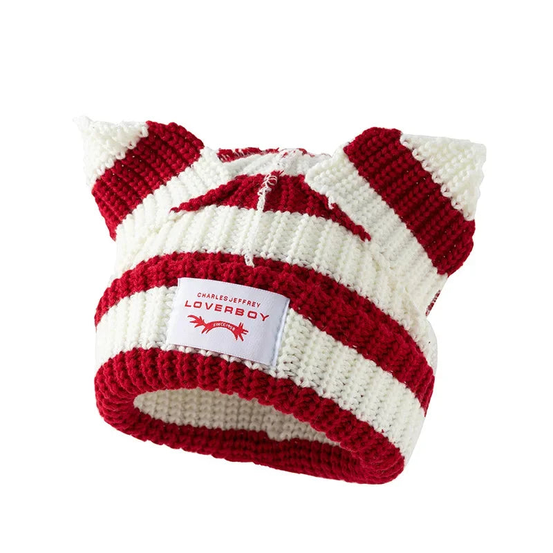 Unisex Cat Ear Beanie | Warm Crochet Knitted Skullies Hat