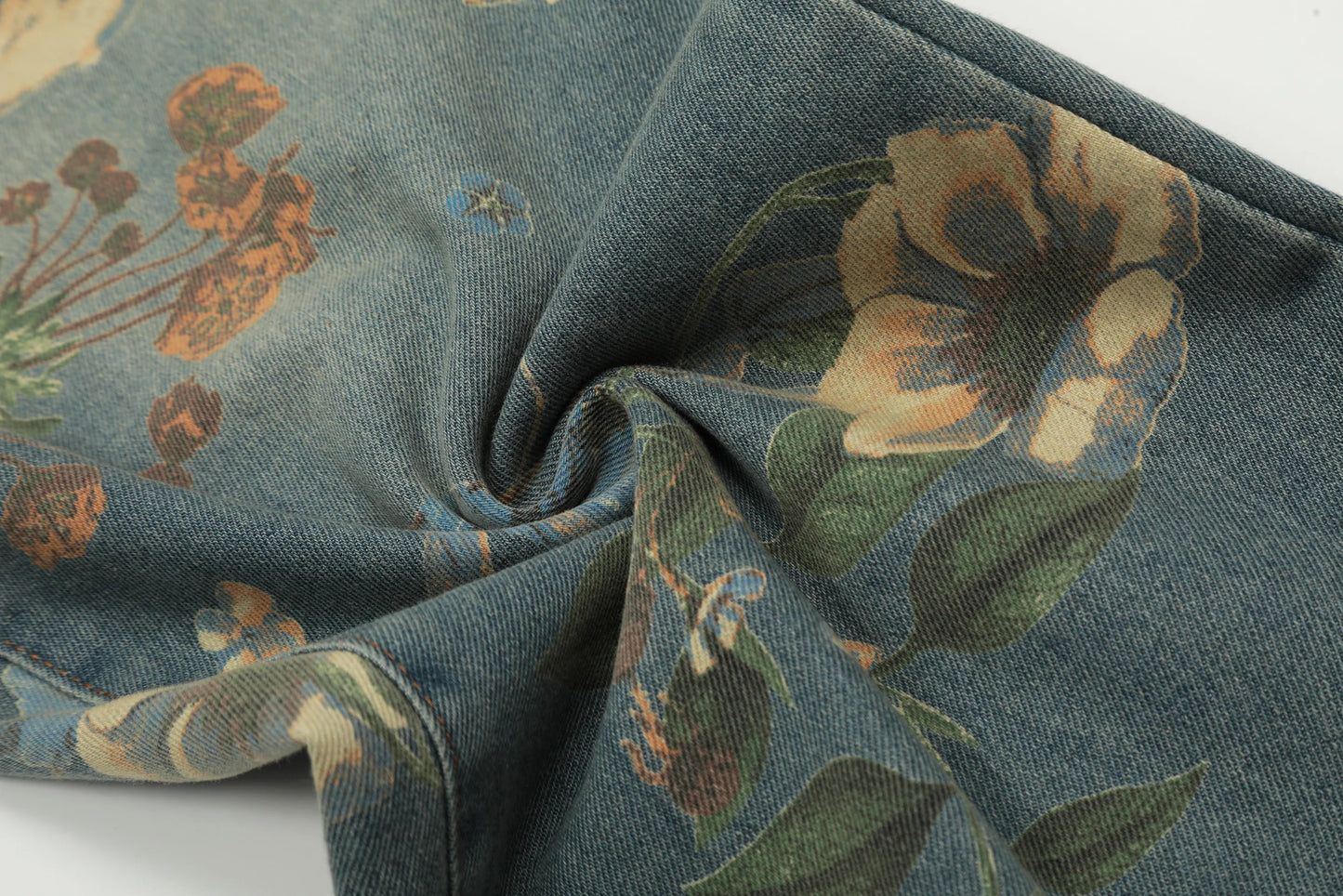 Vintage Floral Wide Leg Denim Pants | Trendy Y2K Casual Trousers