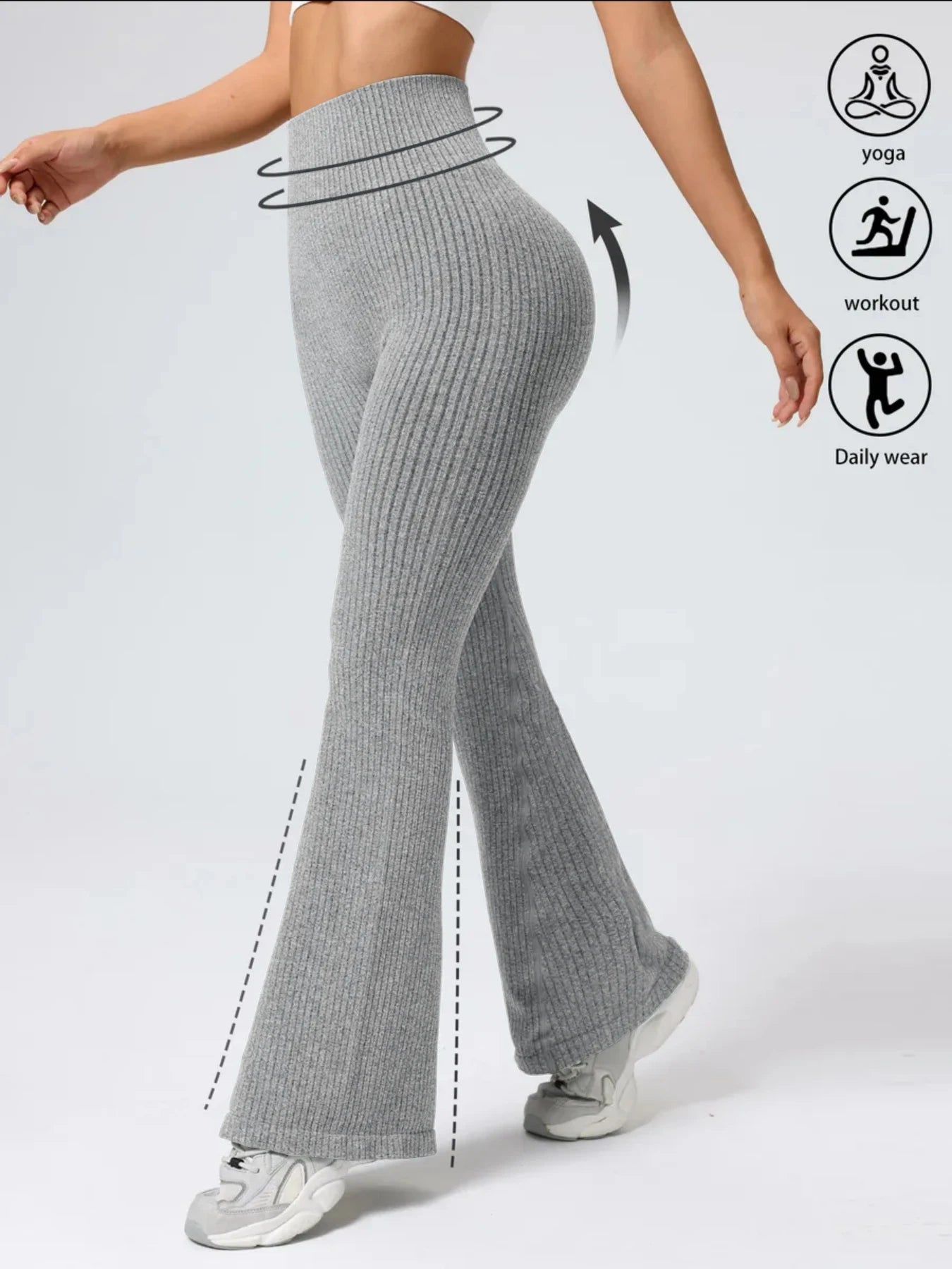 High-Waist Stretchy Bell Bottom Pants for Women | Ideal for Workout