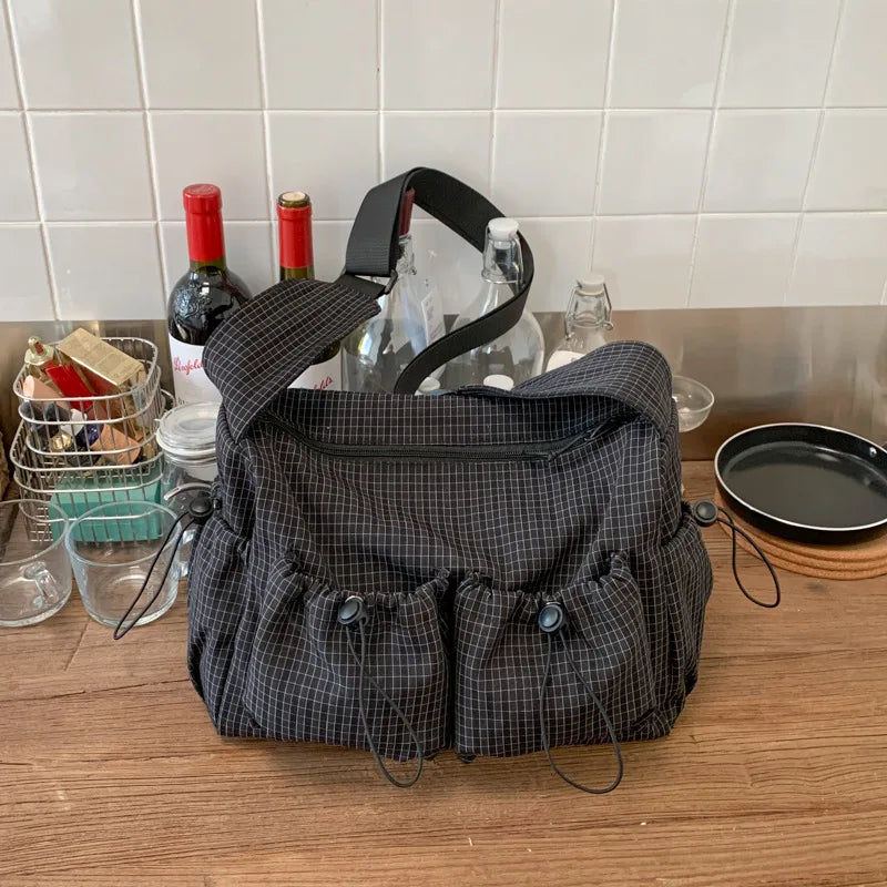Stylish Plaid Nylon Shoulder Tote Bag | Versatile Everyday Accessory