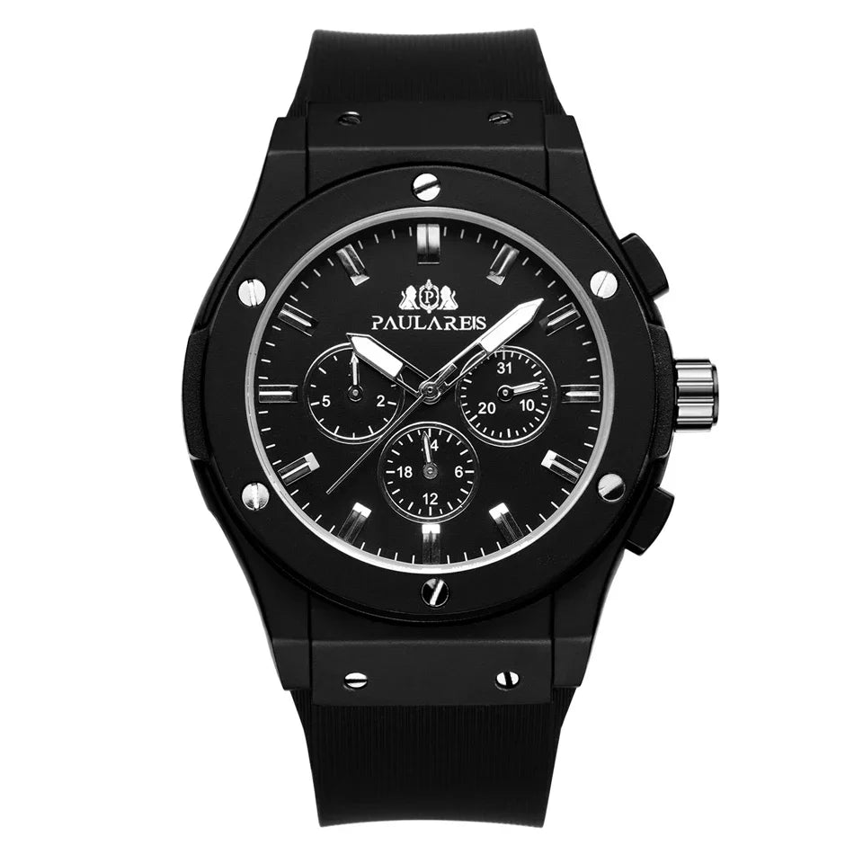 Men's Casual Automatic Mechanical Watch | Rose Gold & Rubber Strap