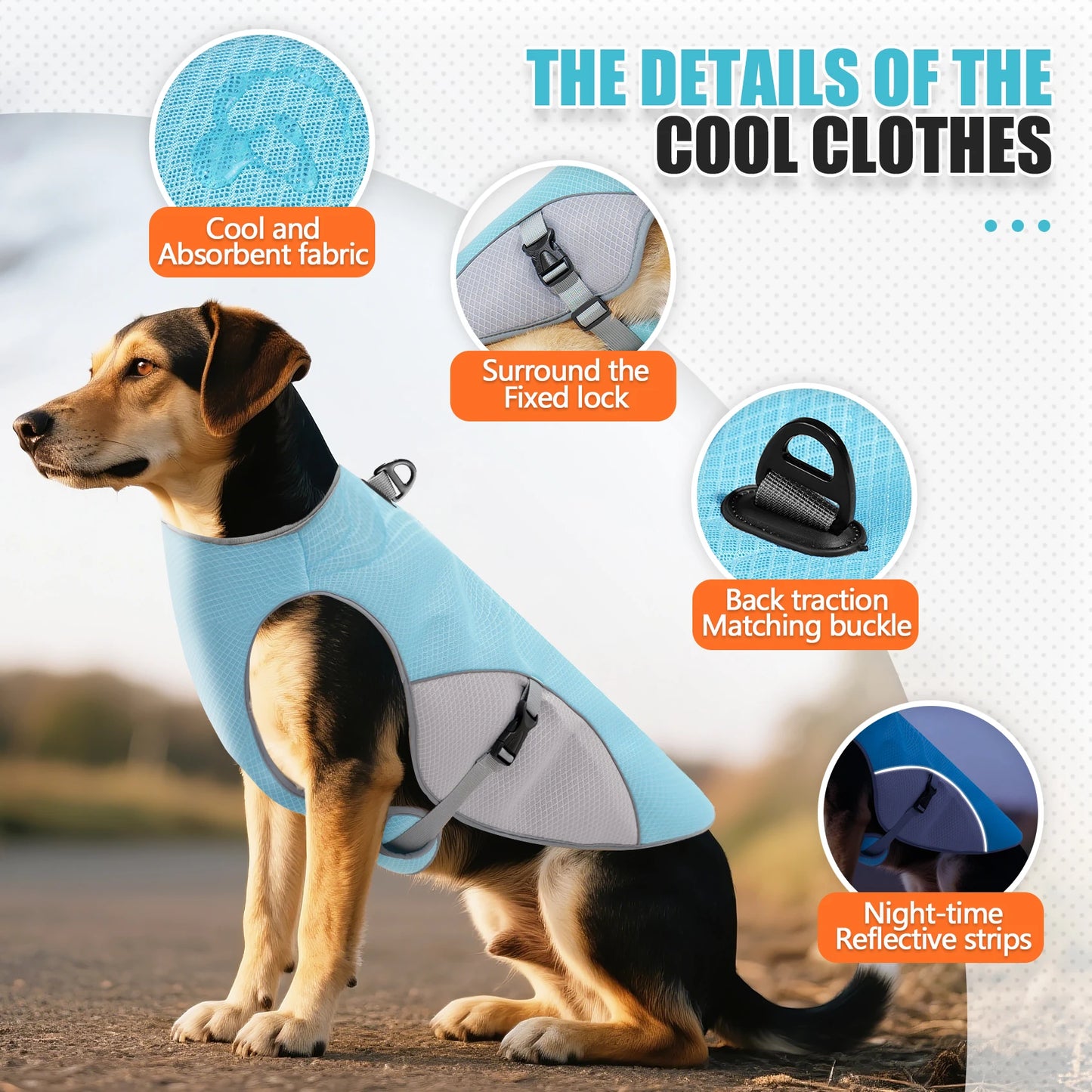 New Pet Dog Cooling Vest Clothes Reflective Coat Cool Jacket Harness For Small Medium Large Dog Cats Clothing in Summer