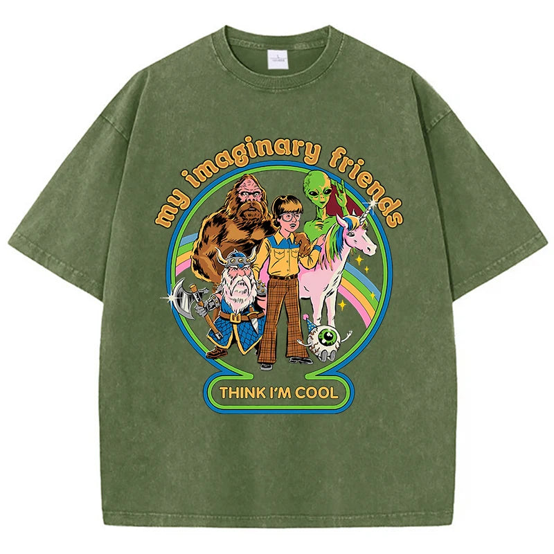 Washed Retro Men's Oversized T-Shirt | Soft Cotton Casual Tee