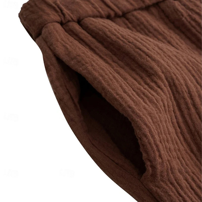 Men's Vintage Casual Drawstring Linen Shorts for Summer Comfort