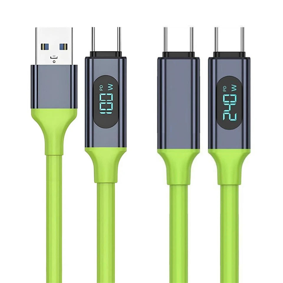 100W USB Type C Cable | Fast Charging Data Cord with LED Display