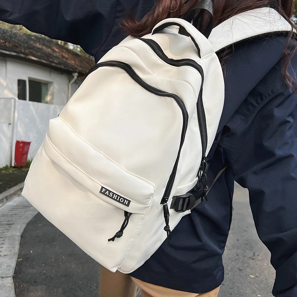 Large Capacity Solid Color Backpack for School & Travel
