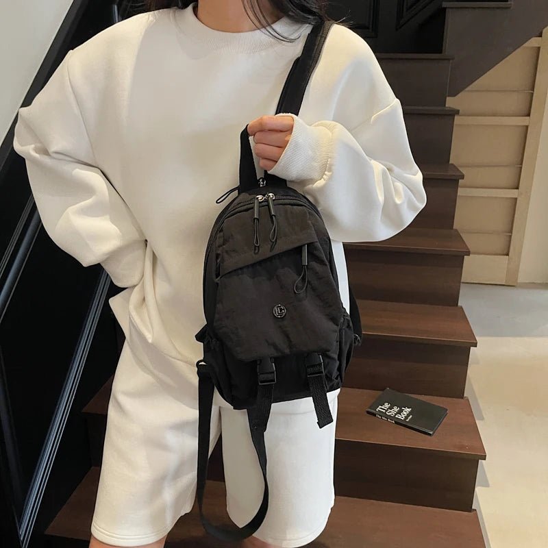 Versatile Solid Color Unisex Small Backpack | Large Capacity Design