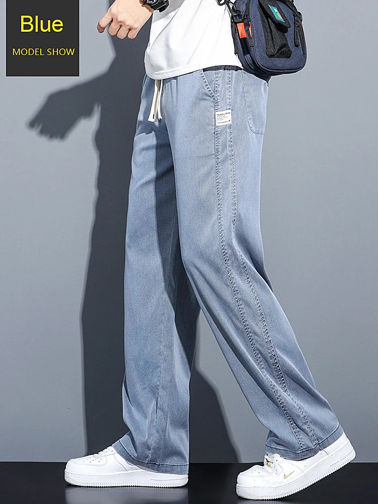 Men's Soft Lyocell Casual Jeans | Thin Loose Straight Pants