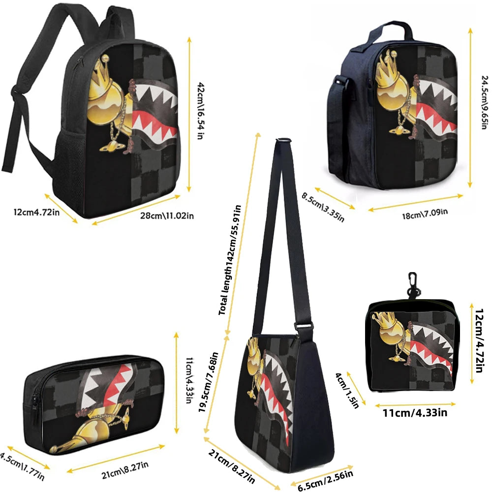 Trendy Shark Graphic Backpack Set | Ideal for School & Adventures