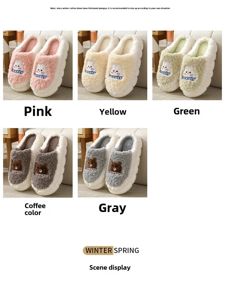 Women's Cute Cartoon Rabbit Plush Slippers | Cozy Indoor Footwear