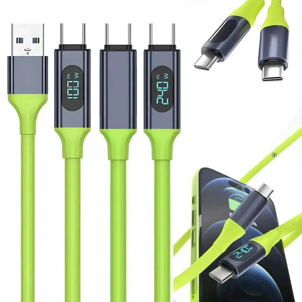 240W High-Speed USB C Dual Charging Cable with Digital Monitor