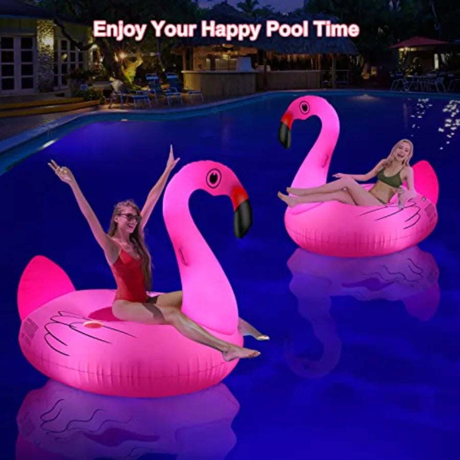 Large Solar-Powered Flamingo Pool Float with LED Lights
