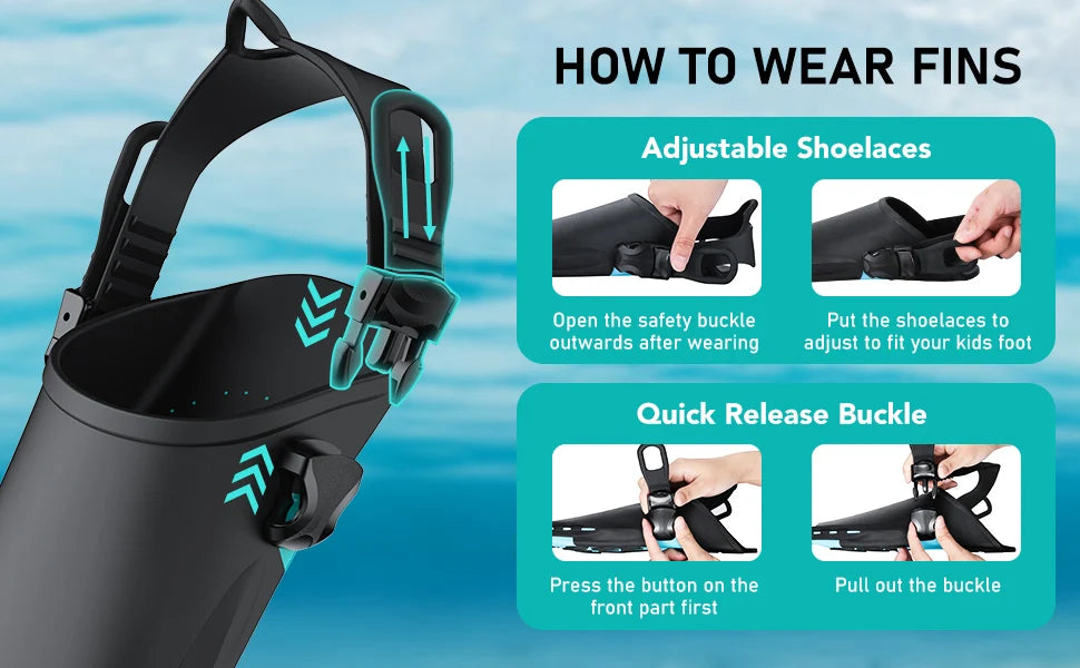 Swim Flippers Snorkel Fins Short Diving Frog Shoes Duck Webs Adjustable Silicone Travel Size Open Heel For Adult Men Women Youth