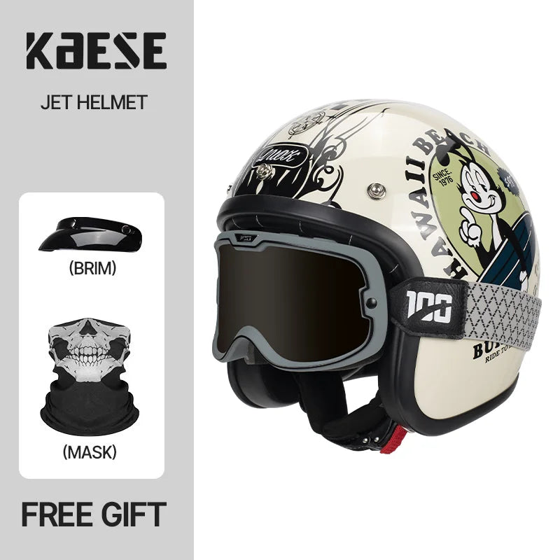 DOT Approved Vintage Motorcycle Helmet | Open Face Riding Gear