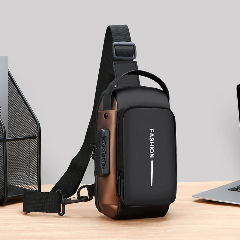 Men's Anti-Theft Sling Bag | USB Charging Crossbody Pack
