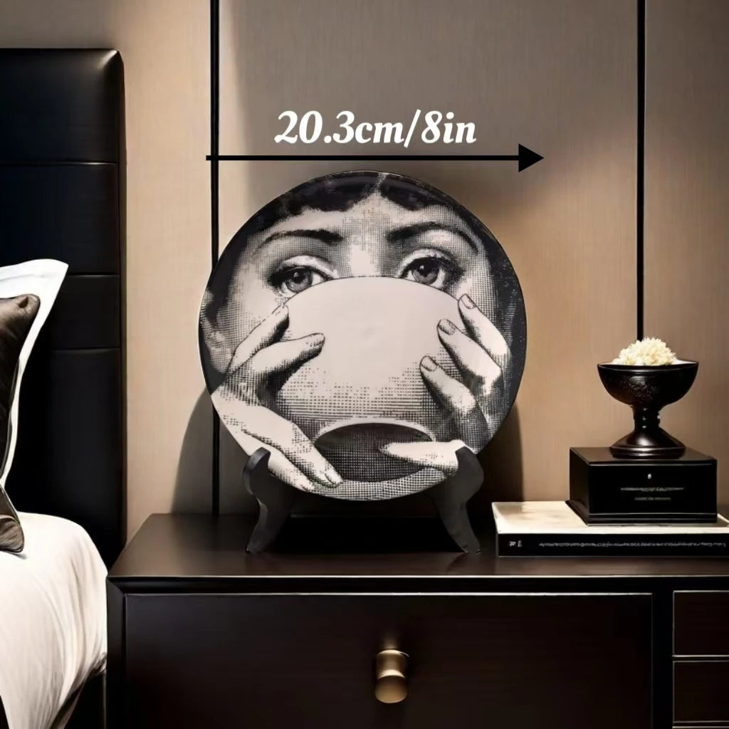 Elegant 8-Inch Retro Ceramic Decorative Plate | Modern Home Decor