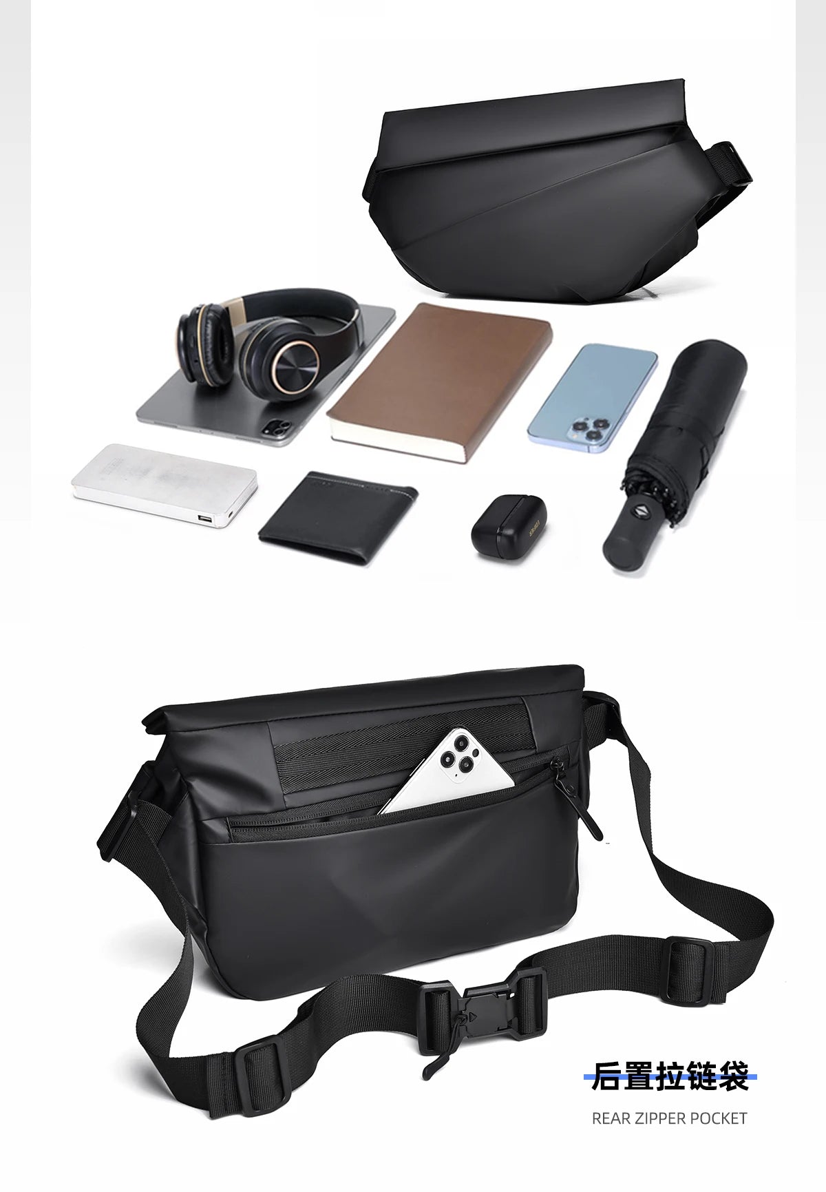 Men's Waterproof Sling Bag | Casual Crossbody Chest Bag