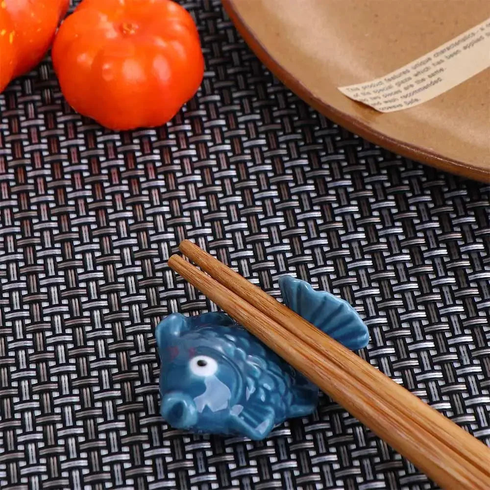Cute Ceramic Fish-Shaped Chopsticks Holder | Creative Tableware Rack