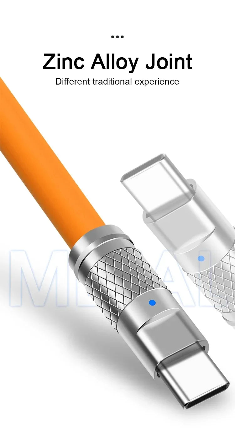 120W Super Fast Charge PD Type C Liquid Silicone Cable