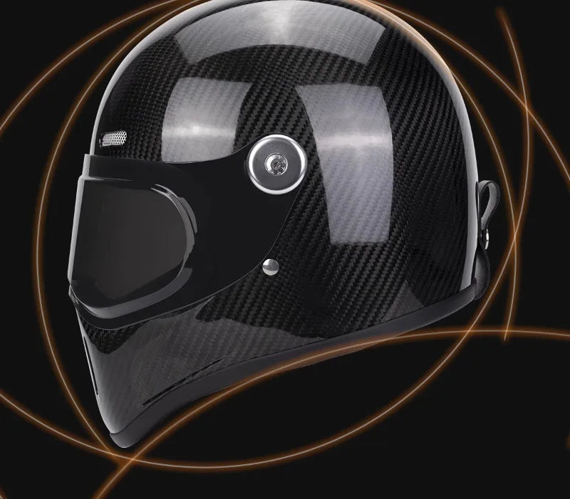 Retro Fiberglass Full Face Motorcycle Helmet | Vintage Style Safety Gear