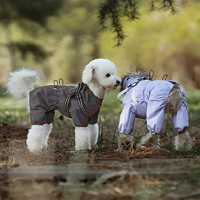 Adjustable Reflective Dog Raincoat with Harness for Small Dogs