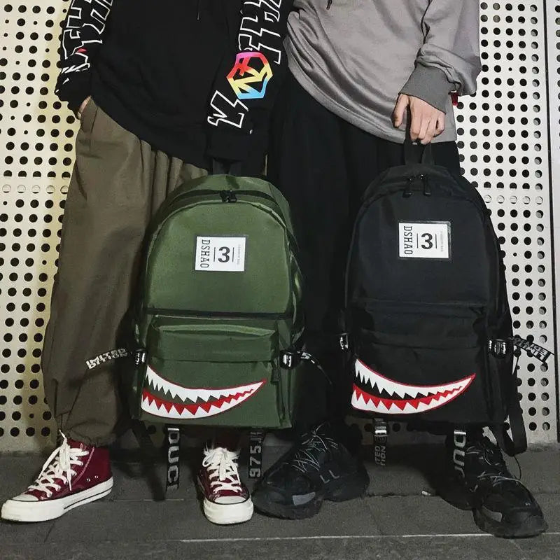 Fashion large back packs for girls boys black wateproof school Backpacks woman shark print travel bags mochilas escolar