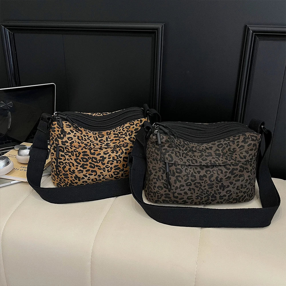 Large Capacity Leopard Print Commuter Bag | Stylish Crossbody
