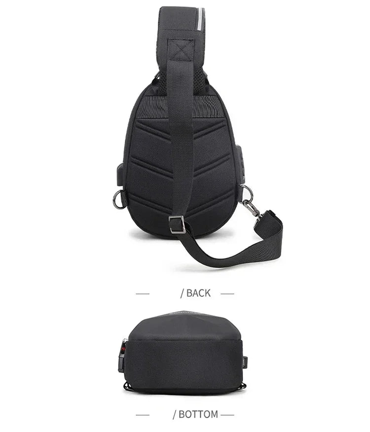 Designer Anti-theft Lock Crossbody Bag USB Charging Travel Shoulder Bag High Quality Messenger Bags Male Waterproof Chest Bag