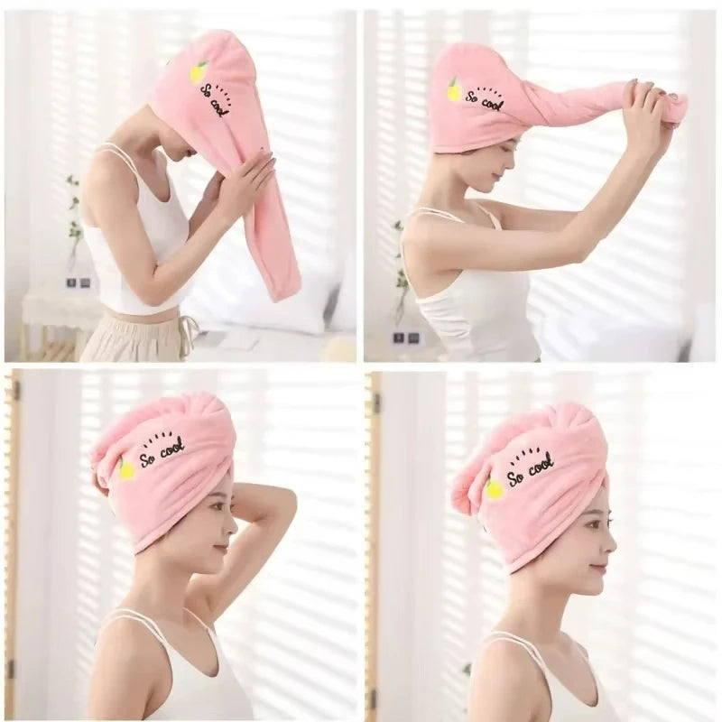 Soft Microfiber Dry Hair Towel | Quick-Dry Embroidered Shower Wrap