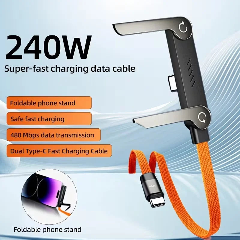 240W Quick Charge Type-C Elbow Cables with Invisible Kickstand