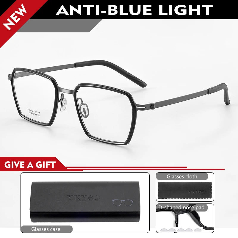 Simple Geometric Polygon Fashion Titanium Glasses | Blue Light Protection