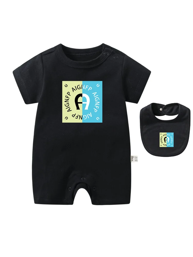 Colorful Newborn Baby Boys Rompers & Bib Scarf Set | Summer Style