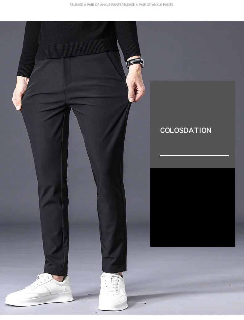 Winter Warm Fleece Men's Business Casual Pants | Stylish Thermal Trousers