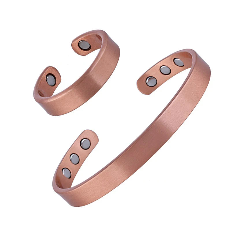 Pure Copper Magnetic Bracelets & Rings for Health & Style