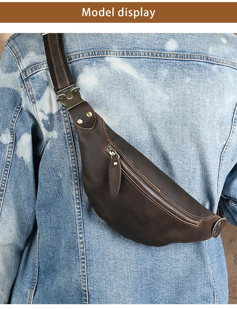 Men's RFID Anti-Theft Genuine Leather Sling Bag | Versatile Travel Pack