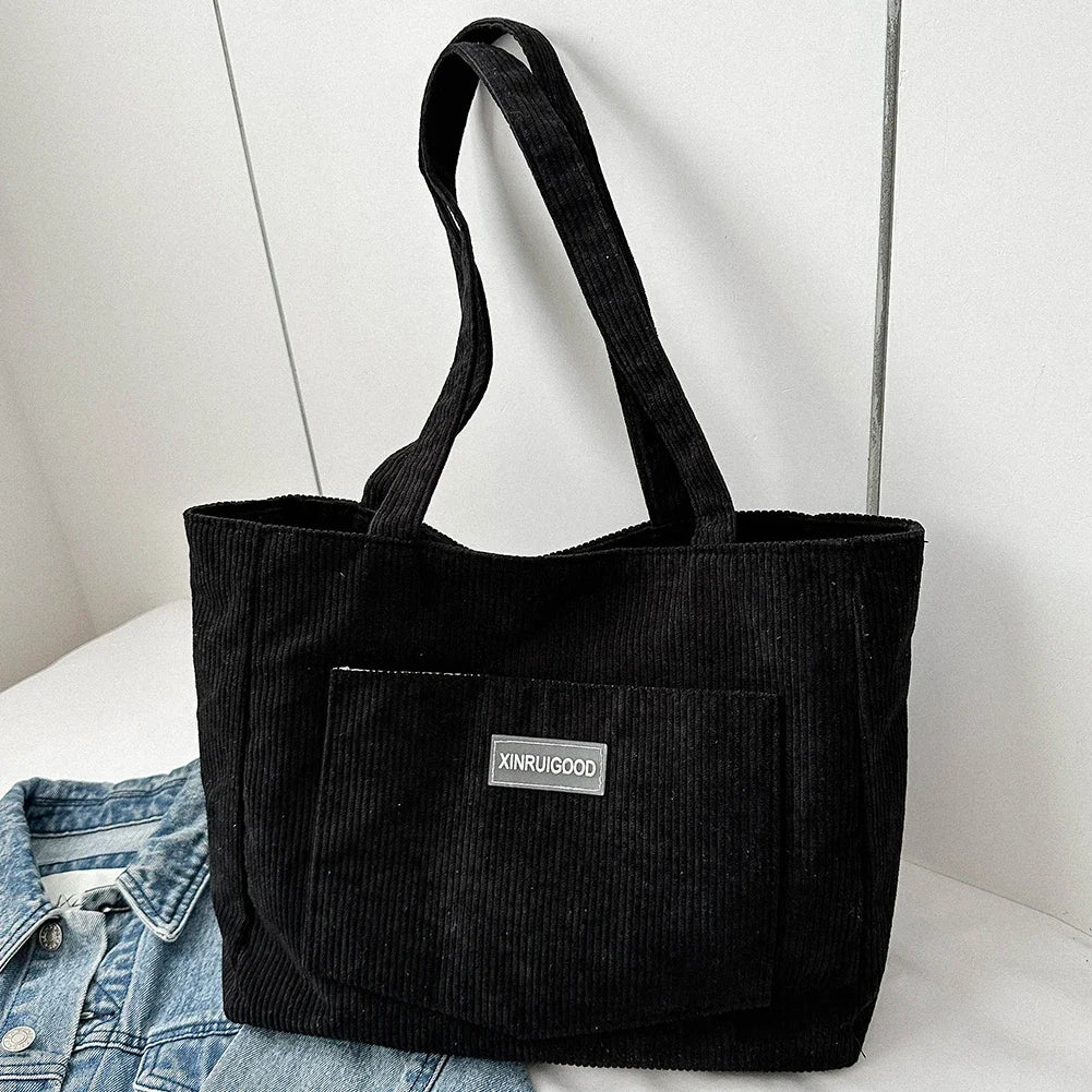 Stylish Waterproof Corduroy Tote Bag for Women | Large Capacity