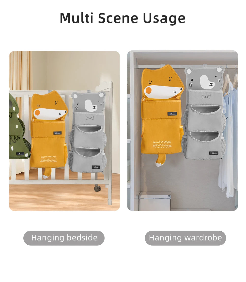 Cartoon Baby Crib Hanging Storage Bag | Multi-functional Organizer