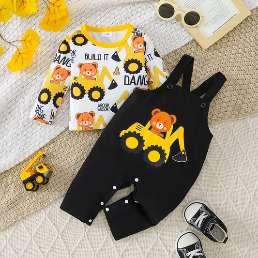 Adorable Cartoon Bear Construction Vehicle Set for Baby Boys