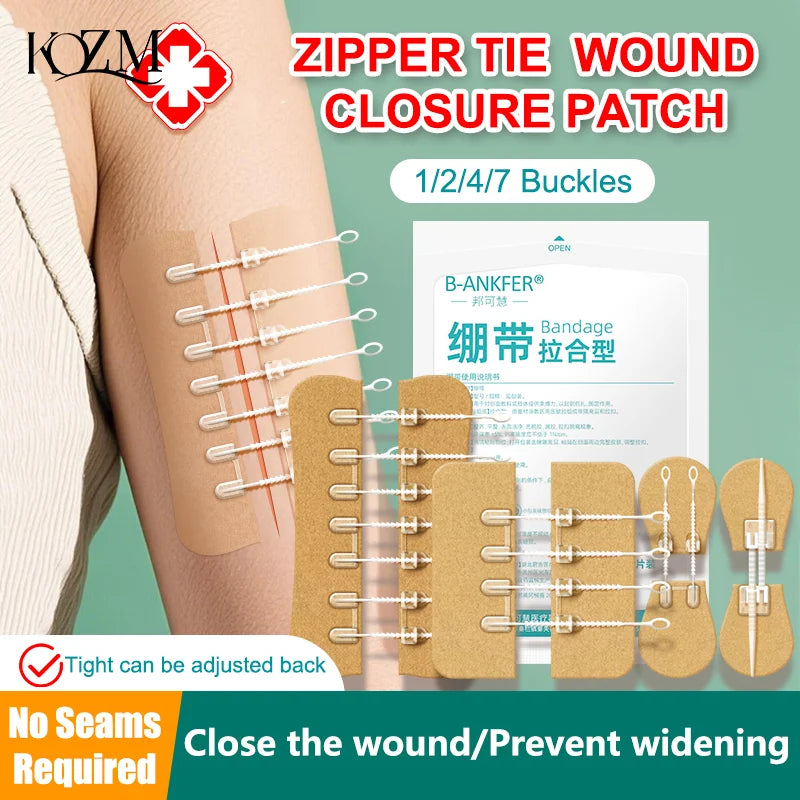 Portable Zipper Tie Wound Closure Patch | Quick Hemostatic Band-Aid