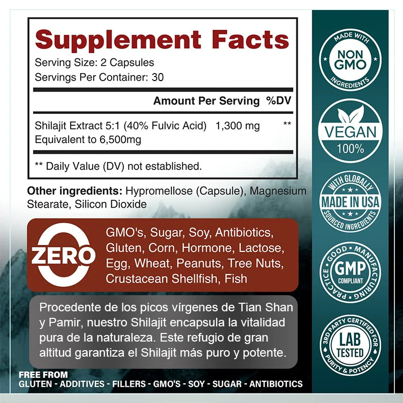 Shilajit Capsules 6500mg | Energy, Muscle Strength & Immunity Support