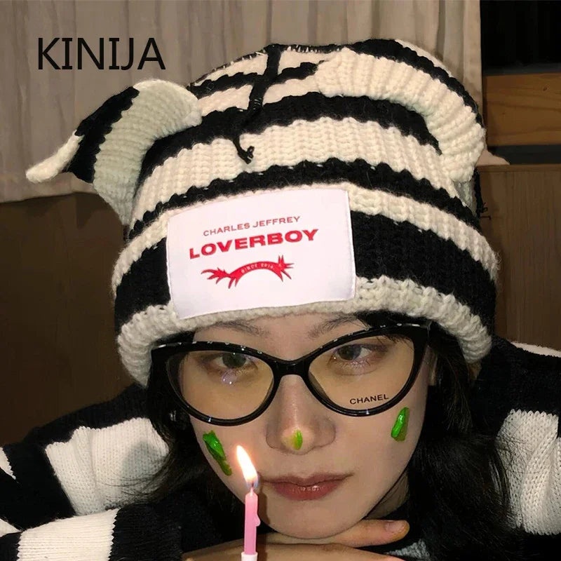 Unisex Cat Ear Beanie | Warm Crochet Knitted Skullies Hat